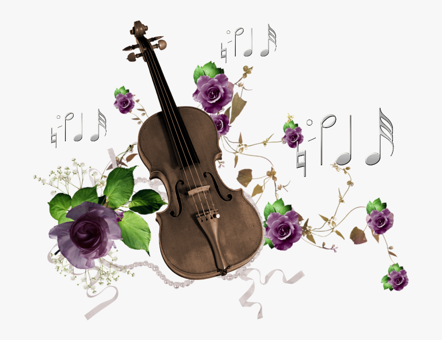 Guitar Roses Painted Purple Musical Note Instrument - Transparent Background Violin Png, Transparent Clipart