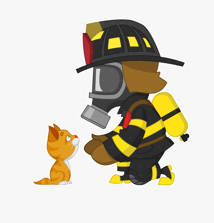 Firefighter And Kitten Firefighter And Kitten - Firefighter Png, Transparent Clipart