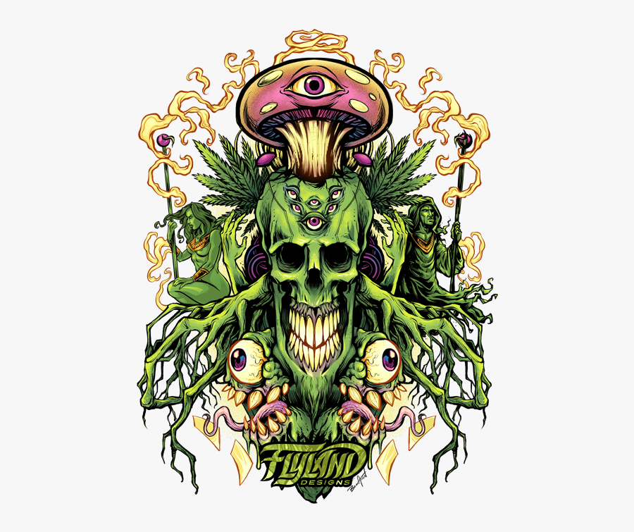 Skull Marijuana, Transparent Clipart