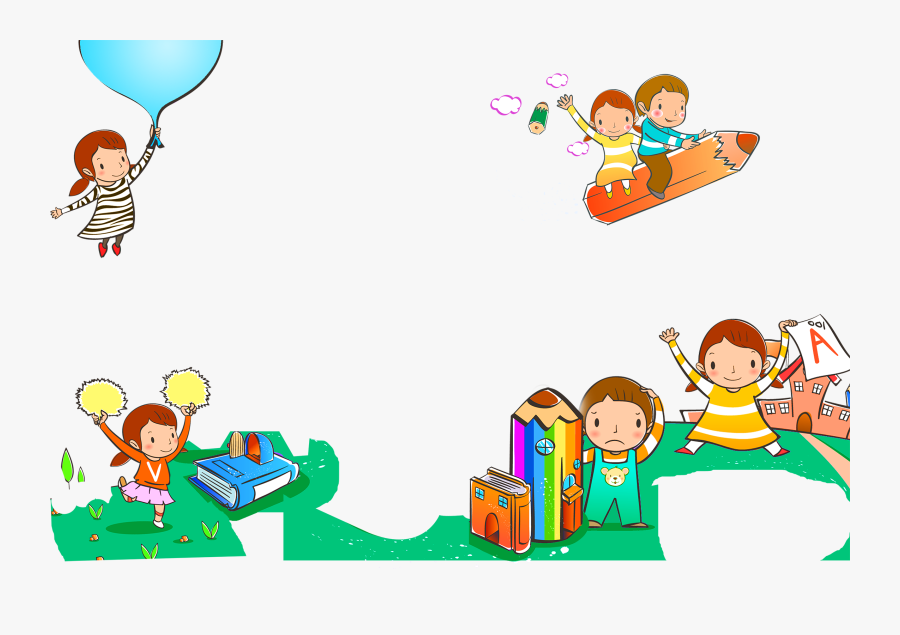Pencil Drawing Decoration Book Cartoon Children Clipart - Children Play Background, Transparent Clipart