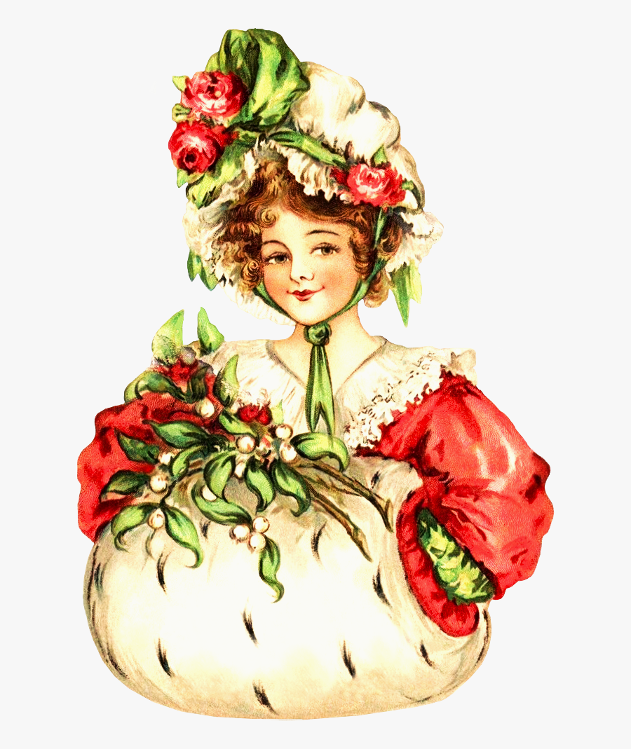 Christmas Clip Art Victorian Ladies, Transparent Clipart