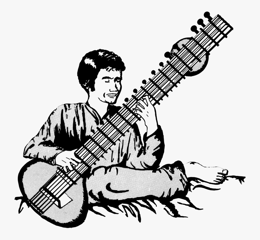 Musical Instrument,guitar Accessory,plucked String - Sitar Drawing, Transparent Clipart