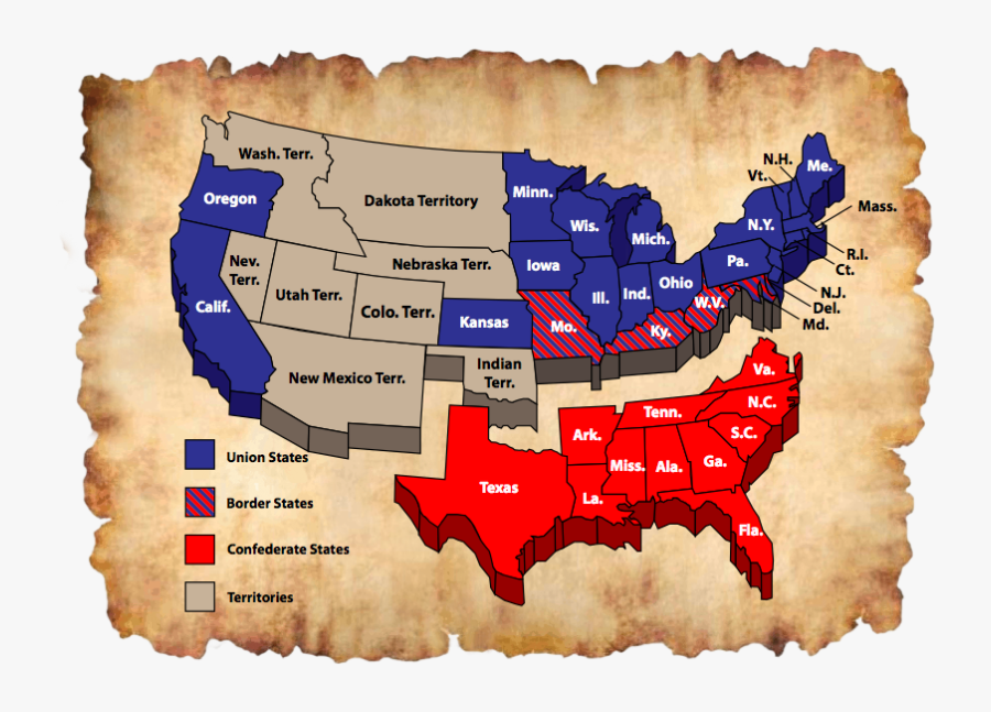 Map Of Usa During Civil War - Civil War Confederate States , Free ...