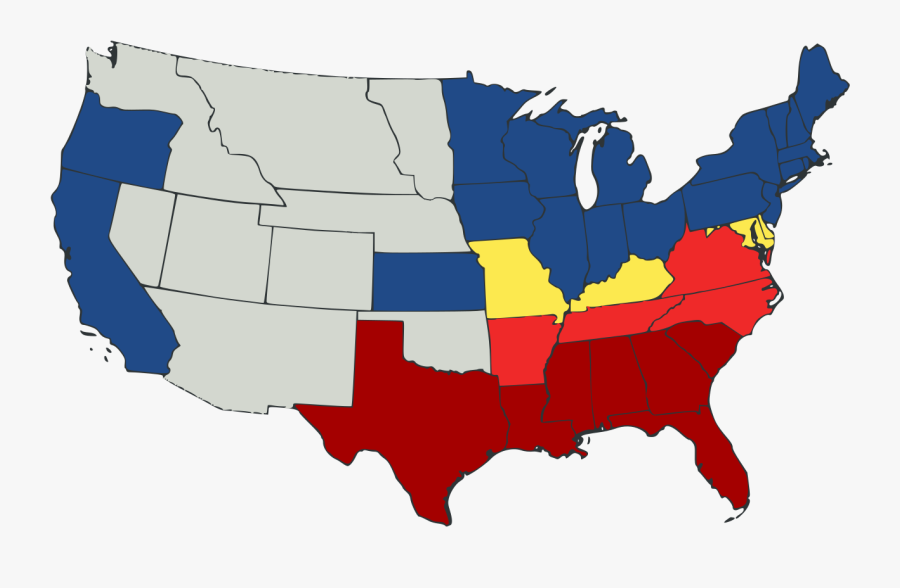 Us Secession Map - Civil War States Map, Transparent Clipart