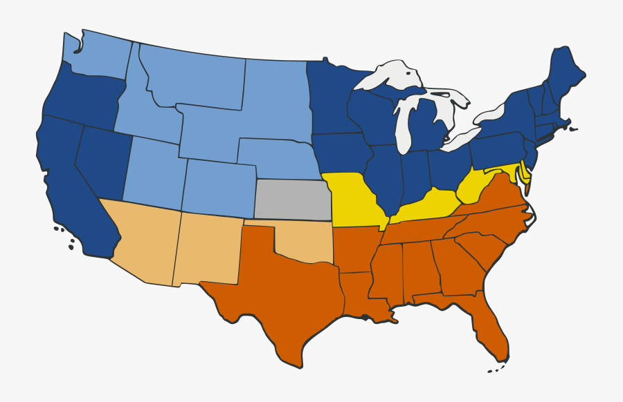 Transparent American Civil War Png - Us Civil War Map With Border States, Transparent Clipart