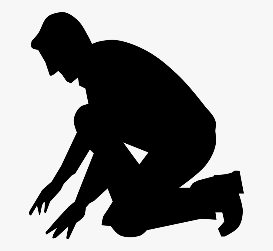 Kneel - Silhouette Of Man Kneeling, Transparent Clipart