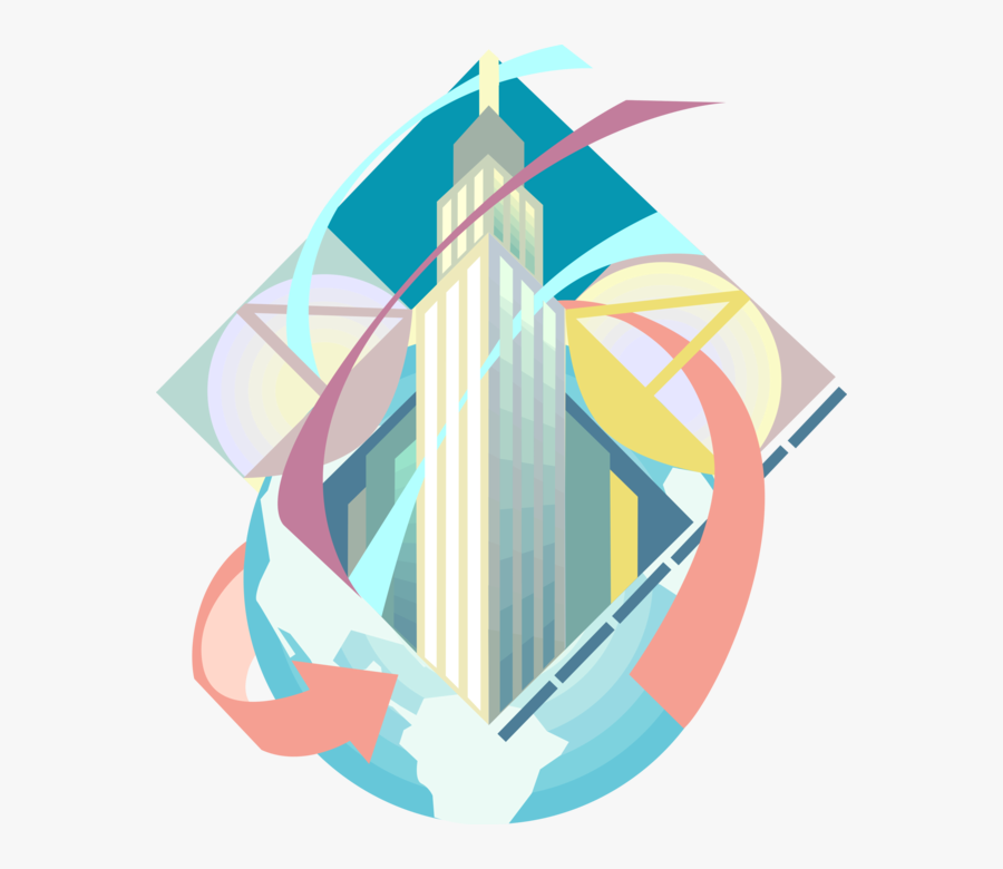 Vector Illustration Of Skyscraper Empire State Building, - Graphic Design, Transparent Clipart