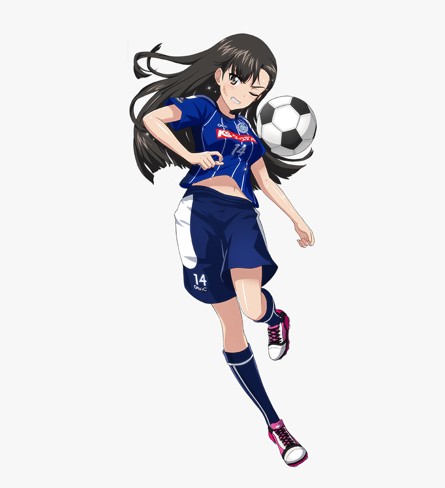 Black Hair Football Football Uniform Girls Und Panzer - Anime Girl Playing Soccer, Transparent Clipart