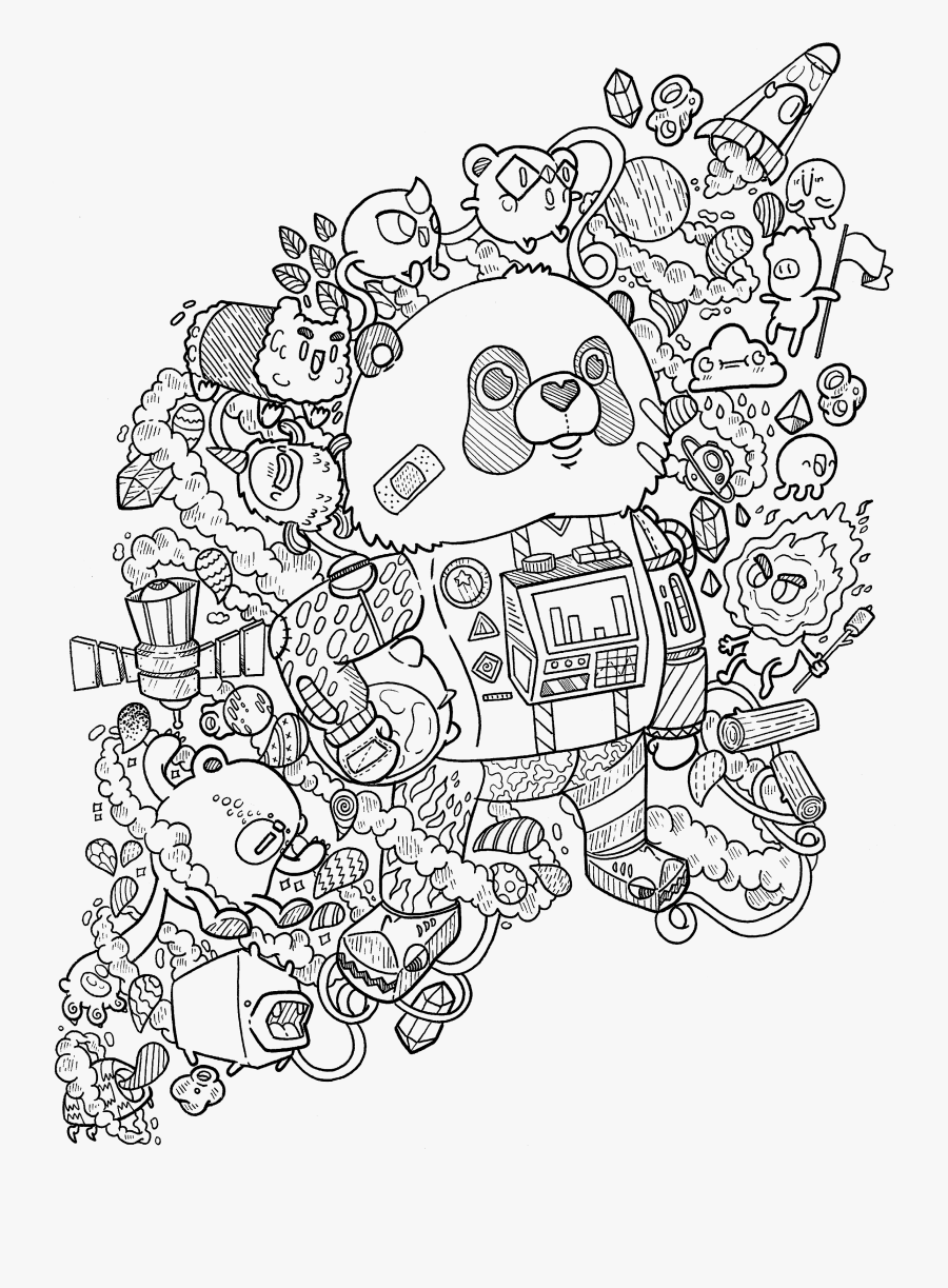 Transparent Space Clipart Black And White - Doodles In Outer Space, Transparent Clipart