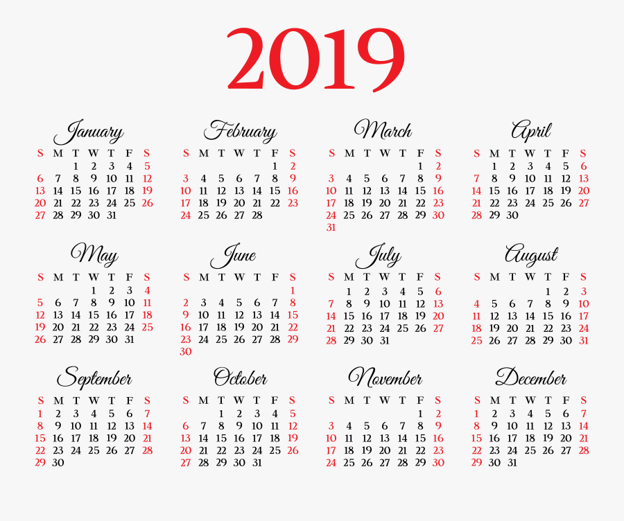 2019 Calendar Image Image, Transparent Clipart