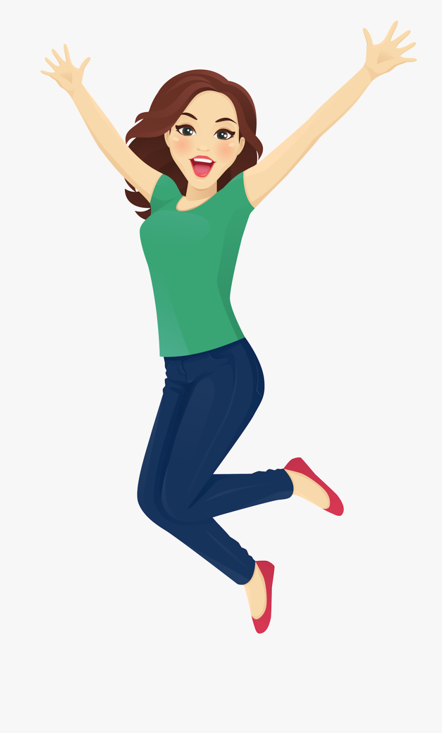 Transparent Girl Jumping Png - Jumping Happy Woman Cartoon, Transparent Clipart
