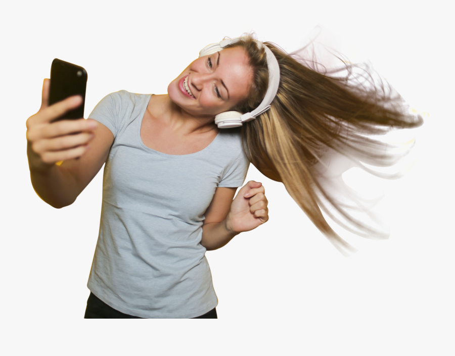 Girl Taking Selfie With Listening Music Png Image - Girl Taking Selfie Png, Transparent Clipart