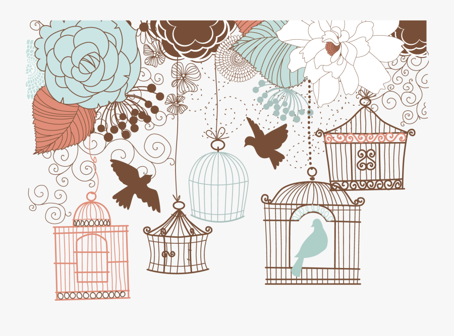 And Birdcage Wedding Illustration Retro Invitation - Birds Baby Shower Invitation Theme, Transparent Clipart