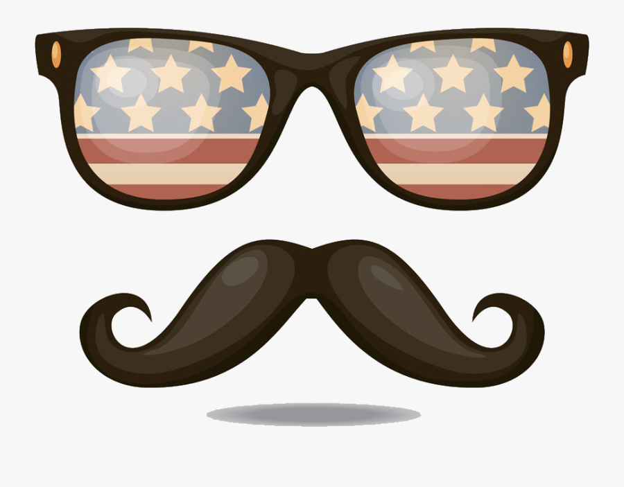 United Sunglasses Of States Flag Retro The Clipart - American Moustache Clip Art, Transparent Clipart