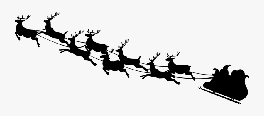 Santa Claus Reindeer Christmas Wallpaper - Transparent Santa And Sleigh Silhouette, Transparent Clipart