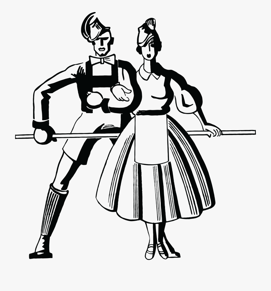 Free Clipart Of A Retro Black And White Couple Dancing - Teatro Blanco Y Negro, Transparent Clipart