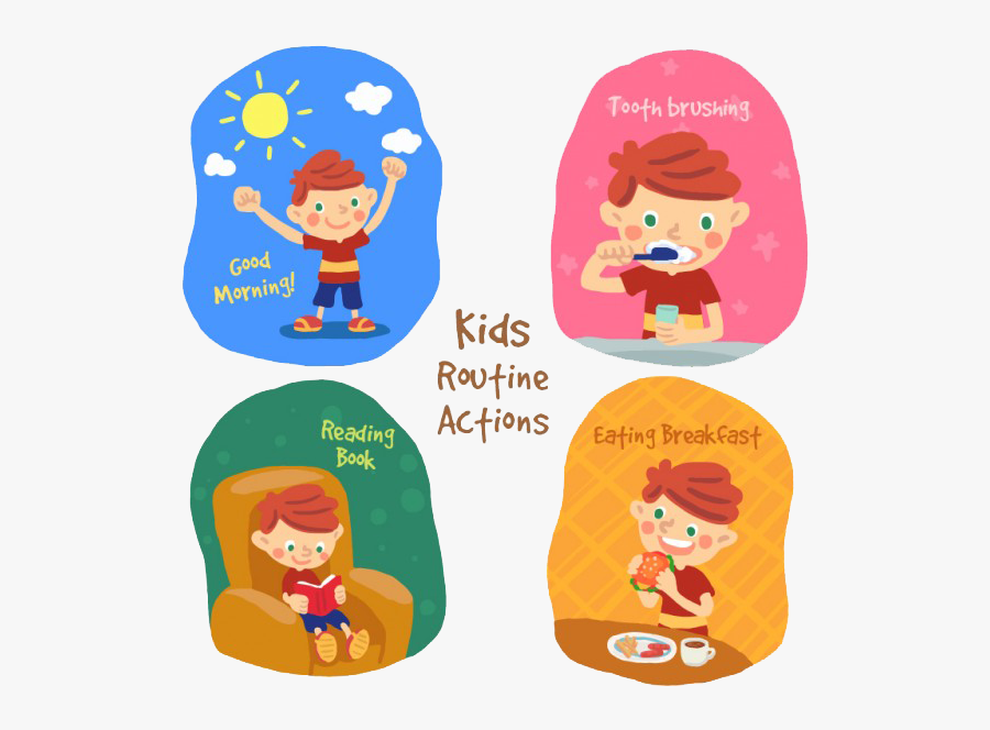 Children Doing Routines, Transparent Clipart
