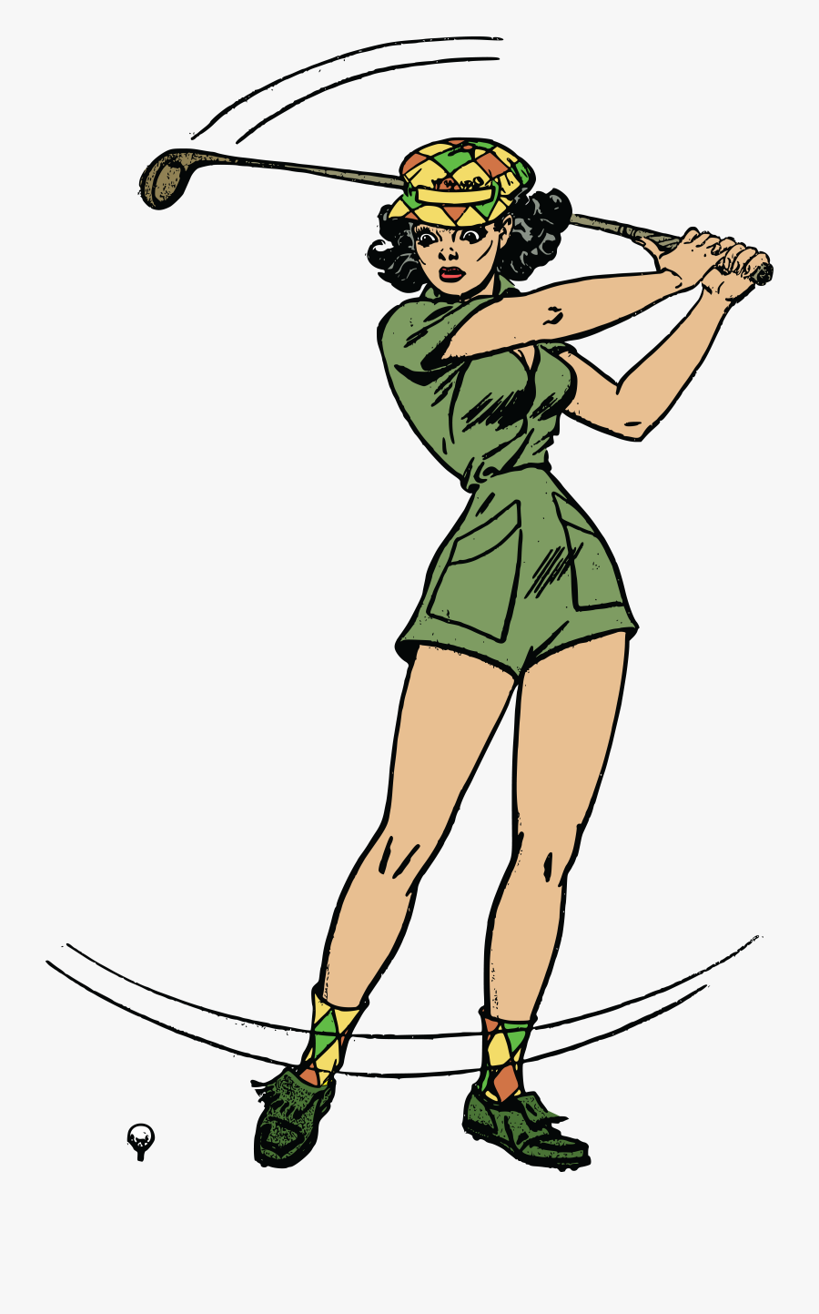 Free Clipart Of A Retro Woman Golfing Female Golfer