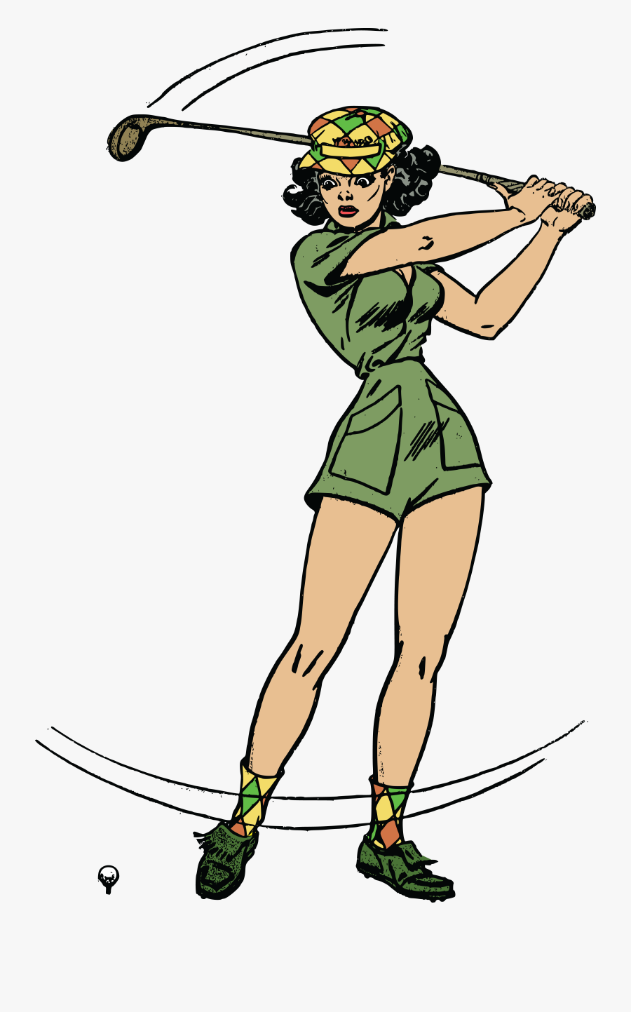 Free Clipart Of A Retro Woman Golfing - Female Golfer Transparent Background, Transparent Clipart