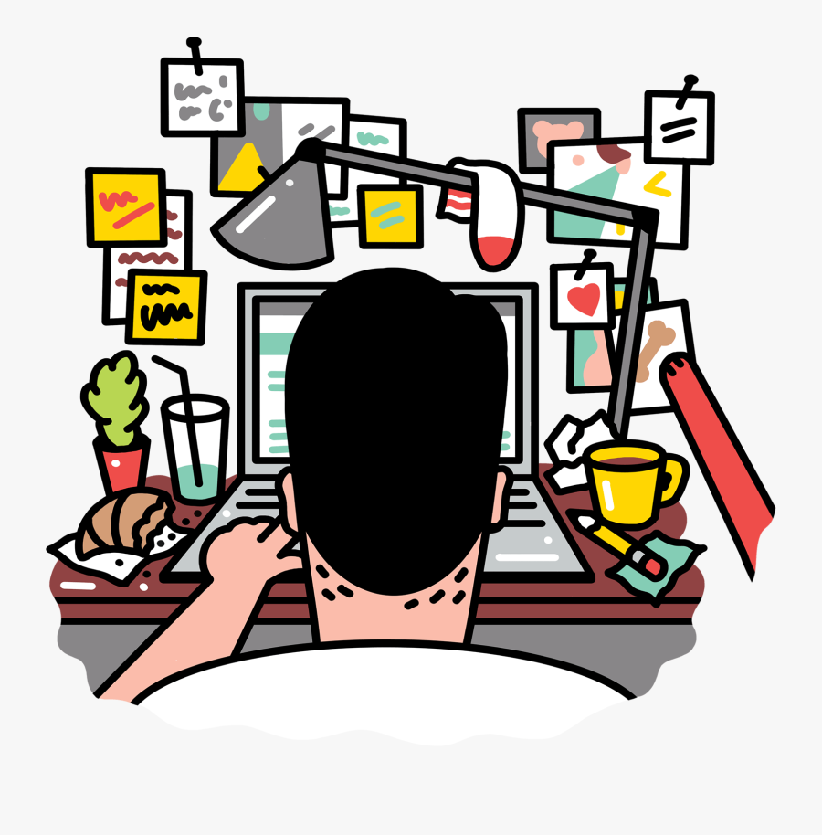 Busy Creative Working At A Desk - Agencia Publicidade Dia Do Amigo, Transparent Clipart