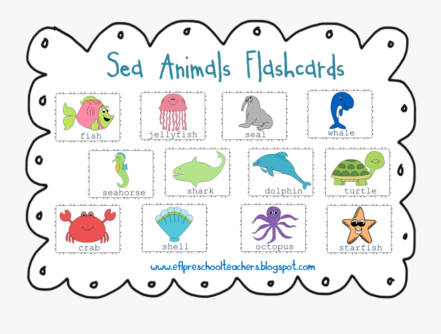 Esl/efl Preschool Teachers - Sea Creature Mind Map, Transparent Clipart