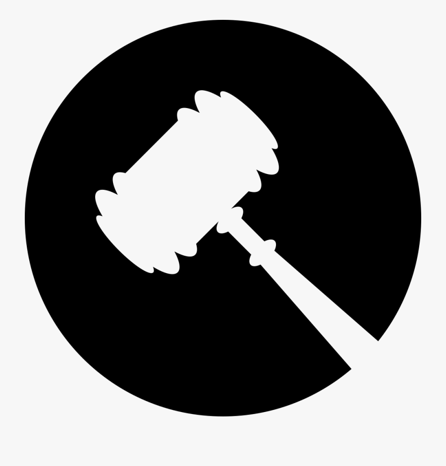 Legal Hammer Symbol In A Circle Comments - Law Clipart Black And White, Transparent Clipart
