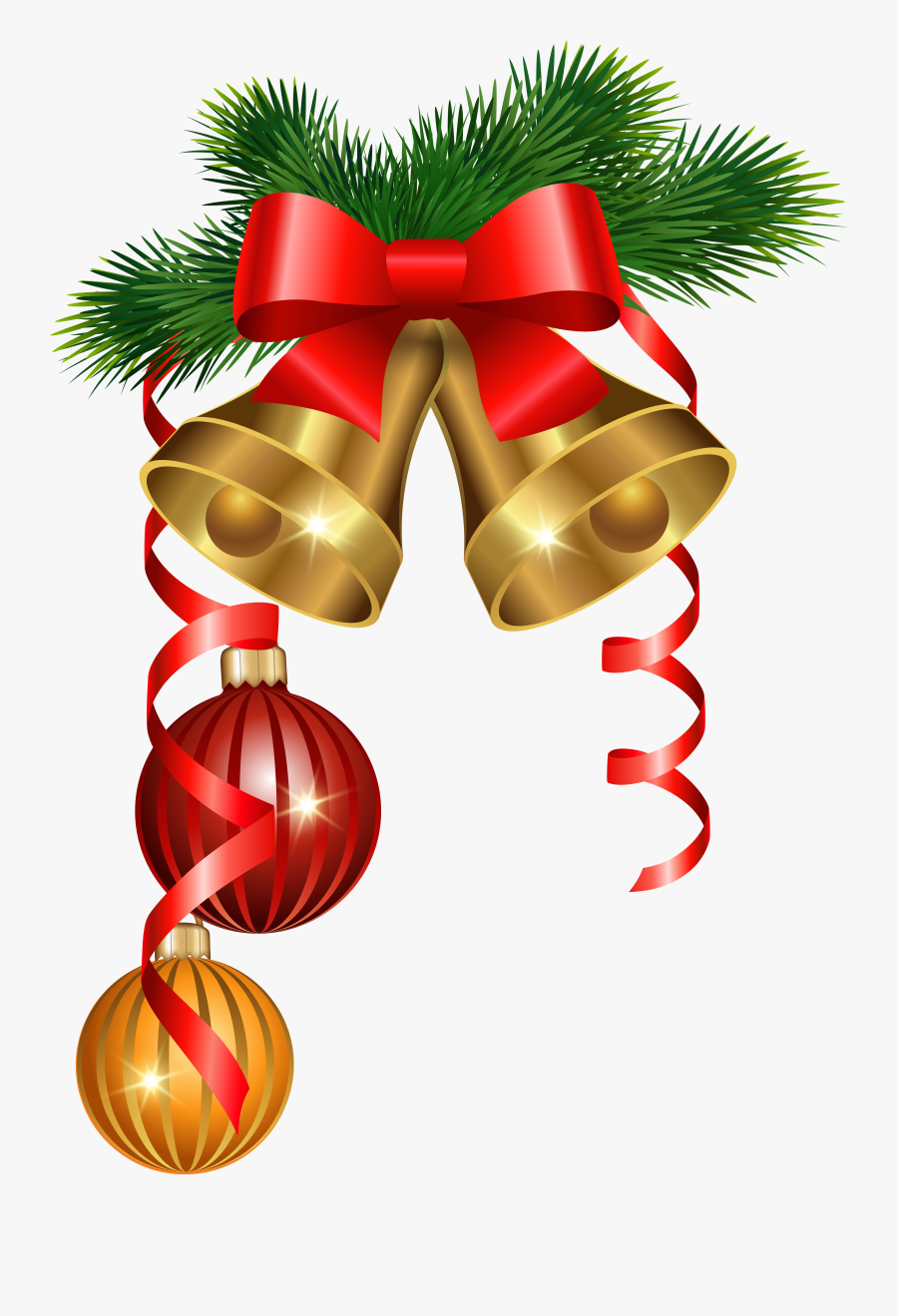 And Golden Tree Decoration Ornaments Christmas Bells - Christmas Background Bells Png, Transparent Clipart