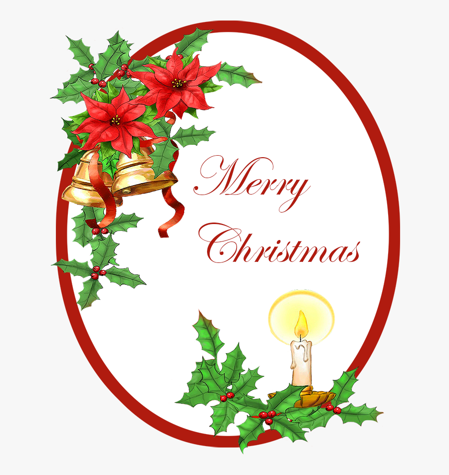 Merry Christmas Greeting With Bells Holy Candle - Christmas, Transparent Clipart