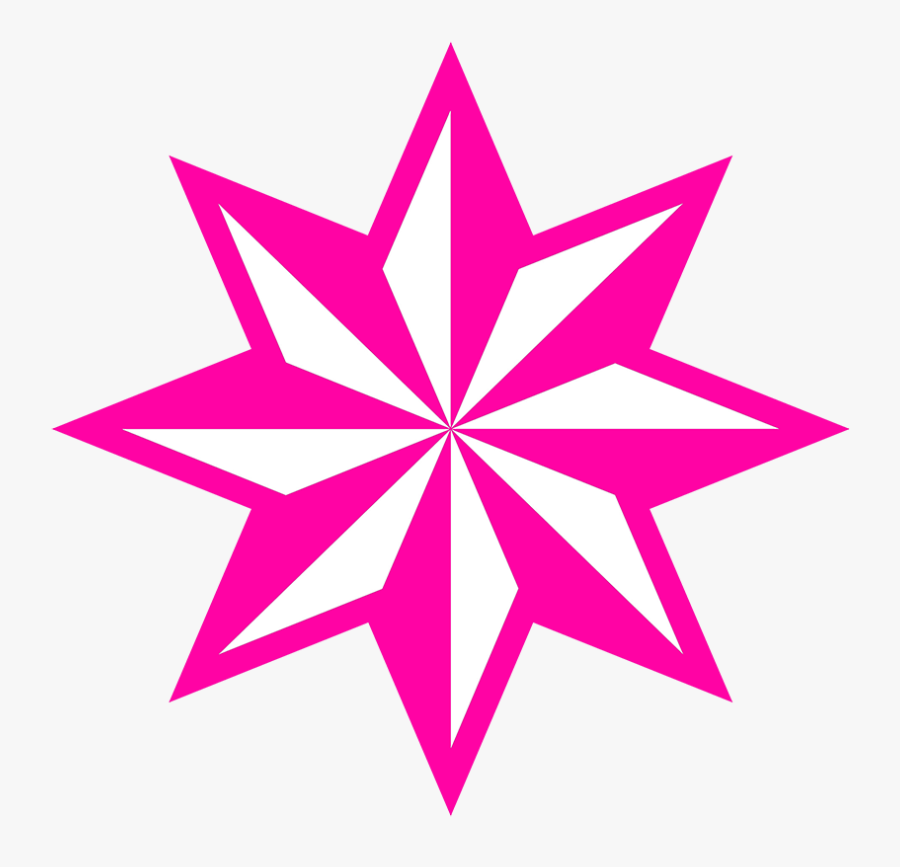 Pink Star Clipart Faceted Star - 8 Pointed Star Vector, Transparent Clipart