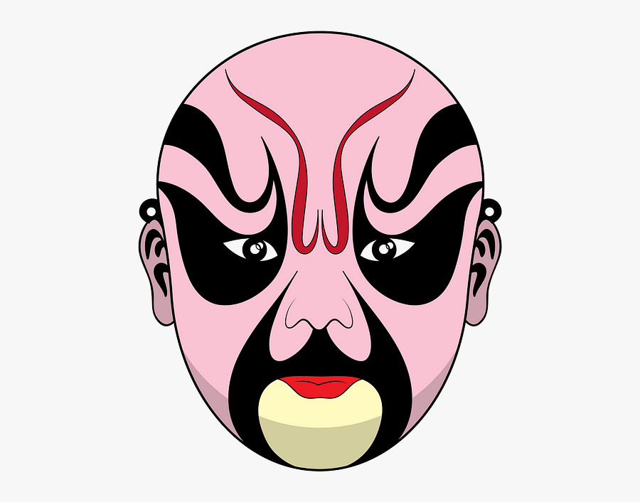 White Peking Opera Mask, Transparent Clipart