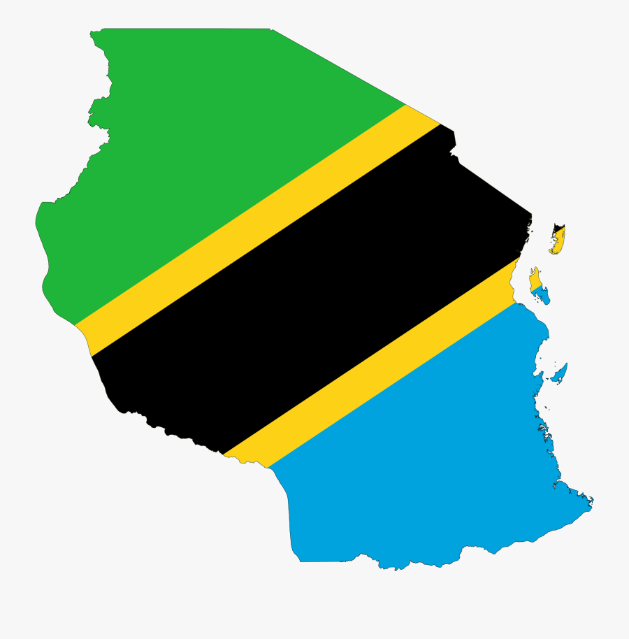 Tanzania Map With Flag, Transparent Clipart