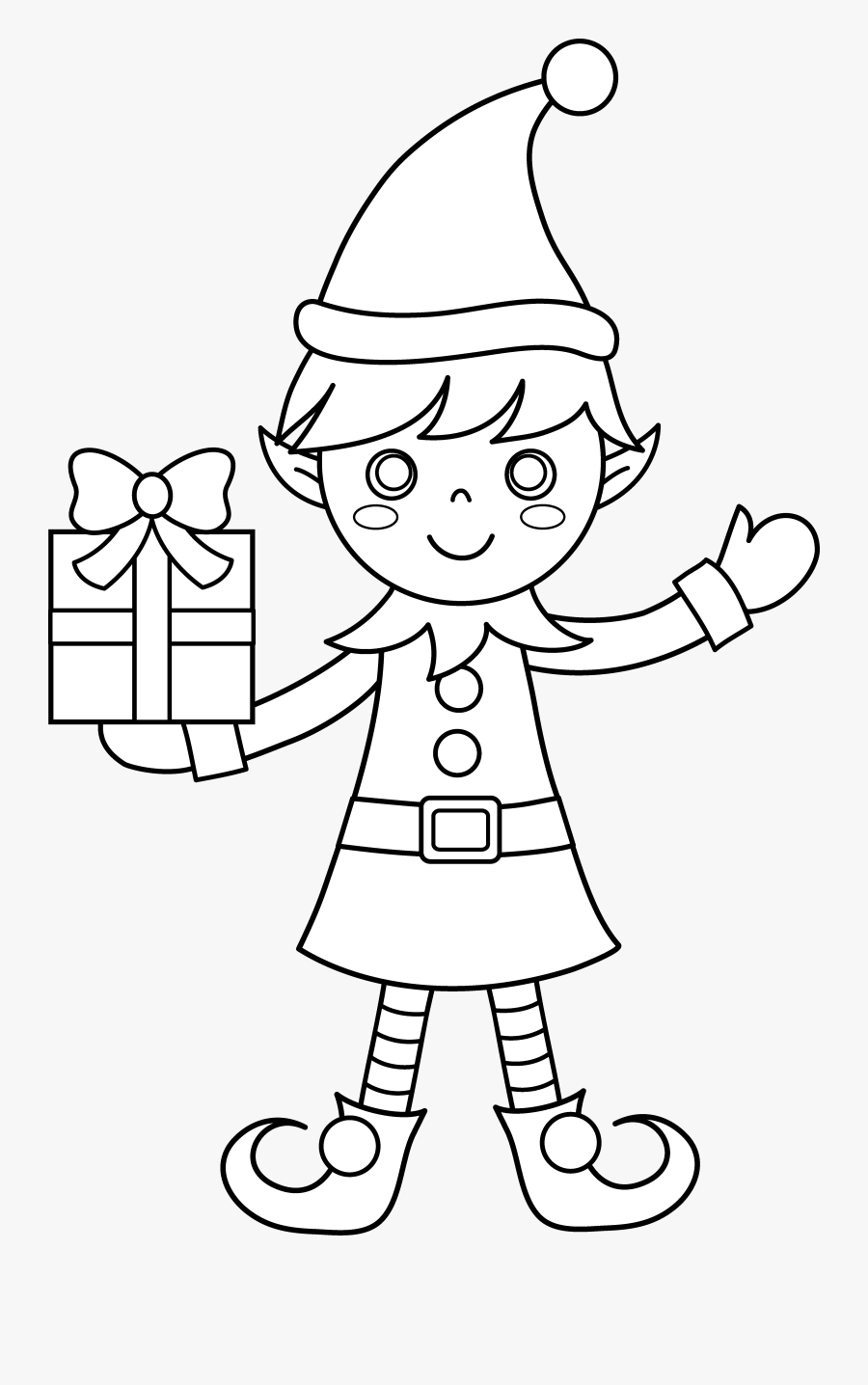 Pin Scary Clipart Elf - Christmas Elf Clipart Black And White, Transparent Clipart