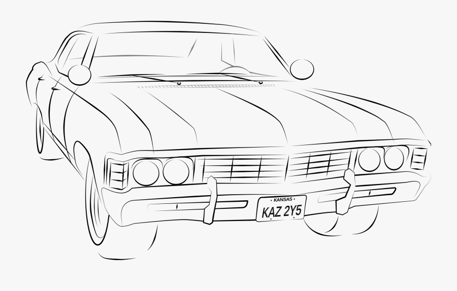 Impala Drawing Vintage Car Transparent Png Clipart - Drawing, Transparent Clipart