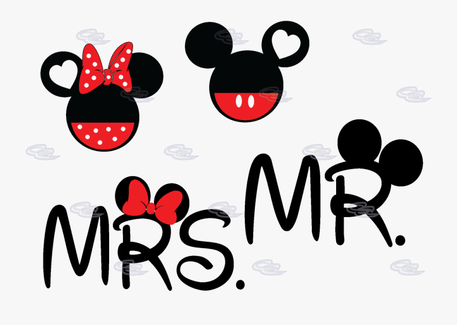 Mickey Minnie Mouse Heads For Cute Mr And Mrs Couple - Mr And Mrs Mouse, Transparent Clipart