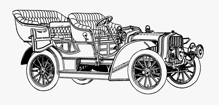 Old Style Automobile Clip Art At Clker Com - Vintage Car Line Art, Transparent Clipart