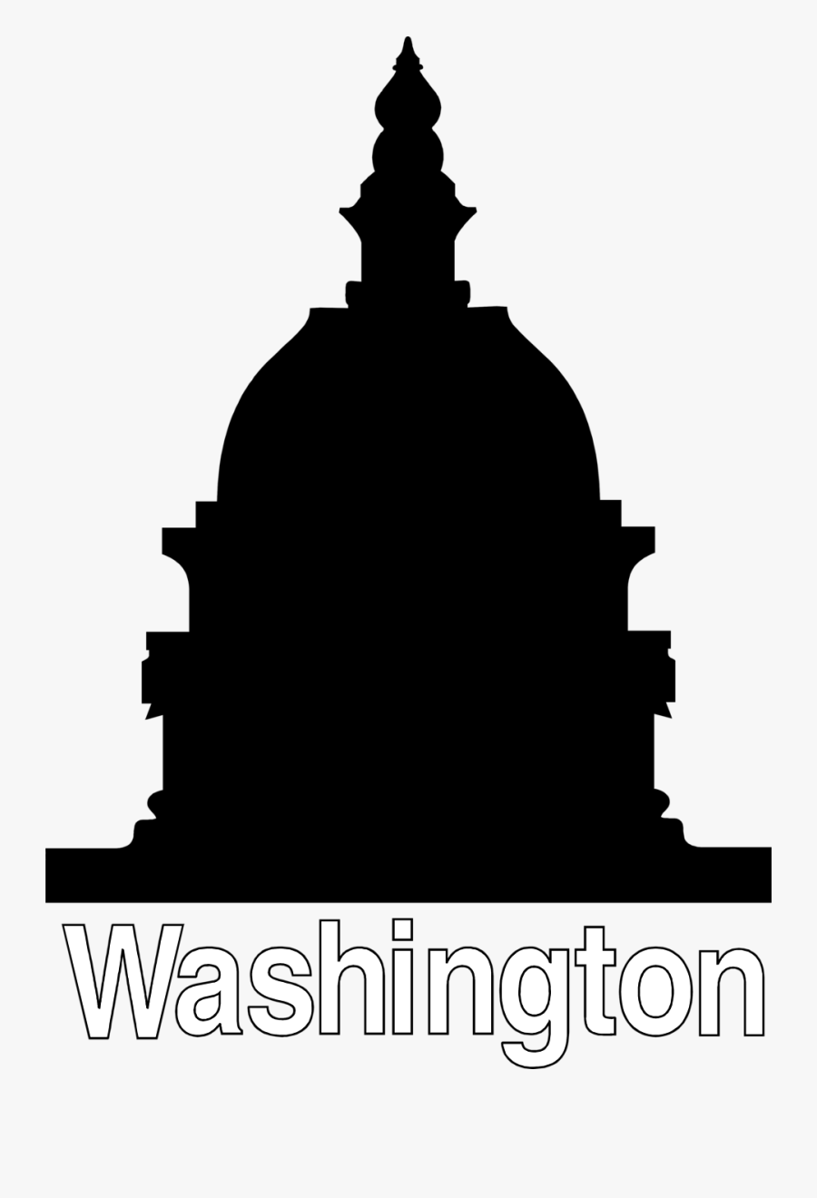 Washington - Capitol Building Silhouette, Transparent Clipart