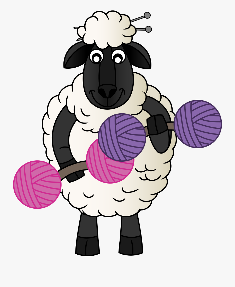 Clipart Sheep Knitting - Cartoon, Transparent Clipart