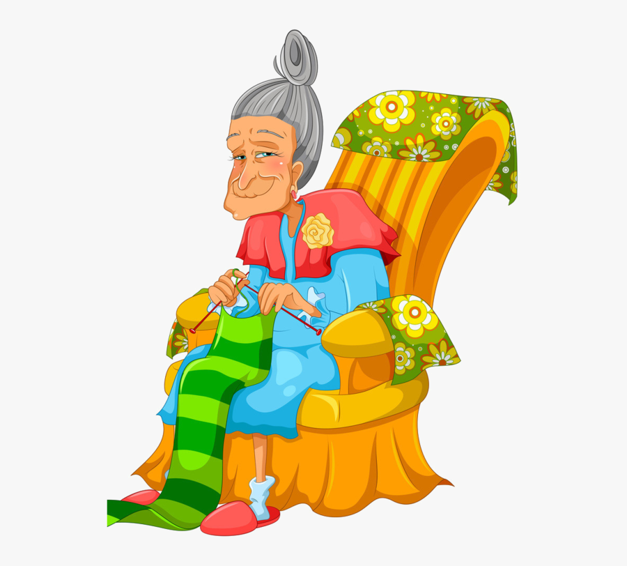 Clipart People Knitting - Old Lady Knitting Png, Transparent Clipart