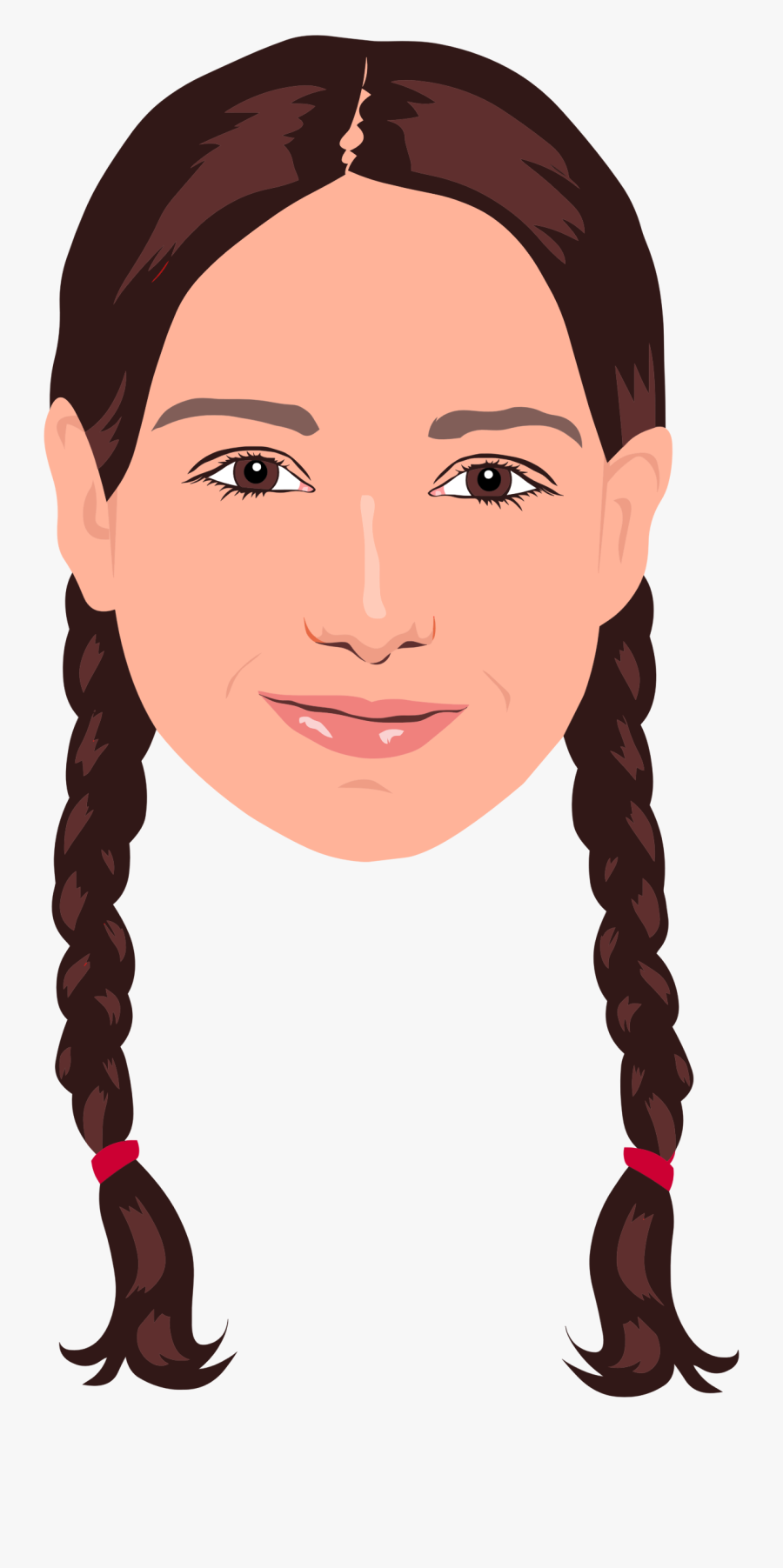 Hair Girl Cliparts - Girl With 2 Braids Clipart, Transparent Clipart