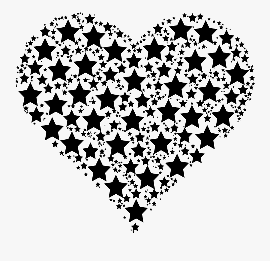 Hand Drawn Star Clipart - Stars And Hearts Black, Transparent Clipart
