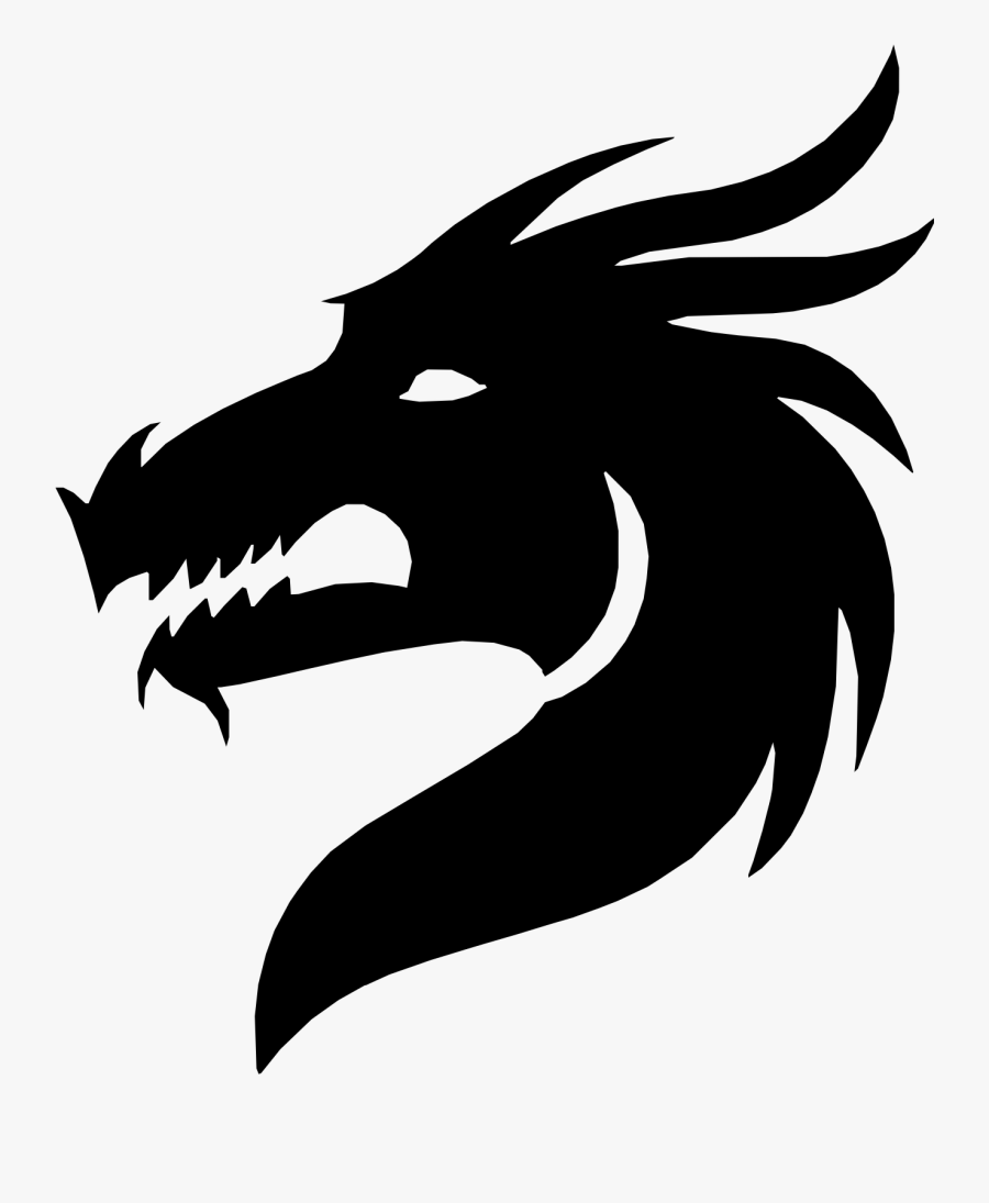Transparent Medieval Dragon Clipart Black And White - Dragon Head Silhouette Png, Transparent Clipart