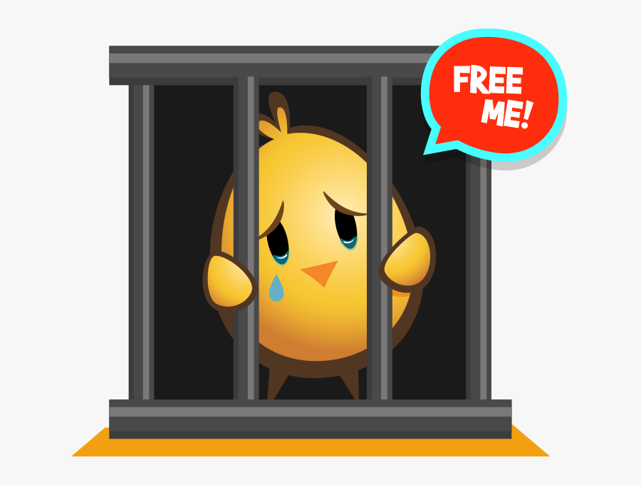 For Caring Kids Who Know That Chickens Shouldn"t Live - Chicken In A Cage Cartoon, Transparent Clipart