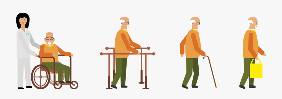 Image Showing A Man Moving From Wheelchair To Supported - Wheelchair To Walking Cartoon, Transparent Clipart