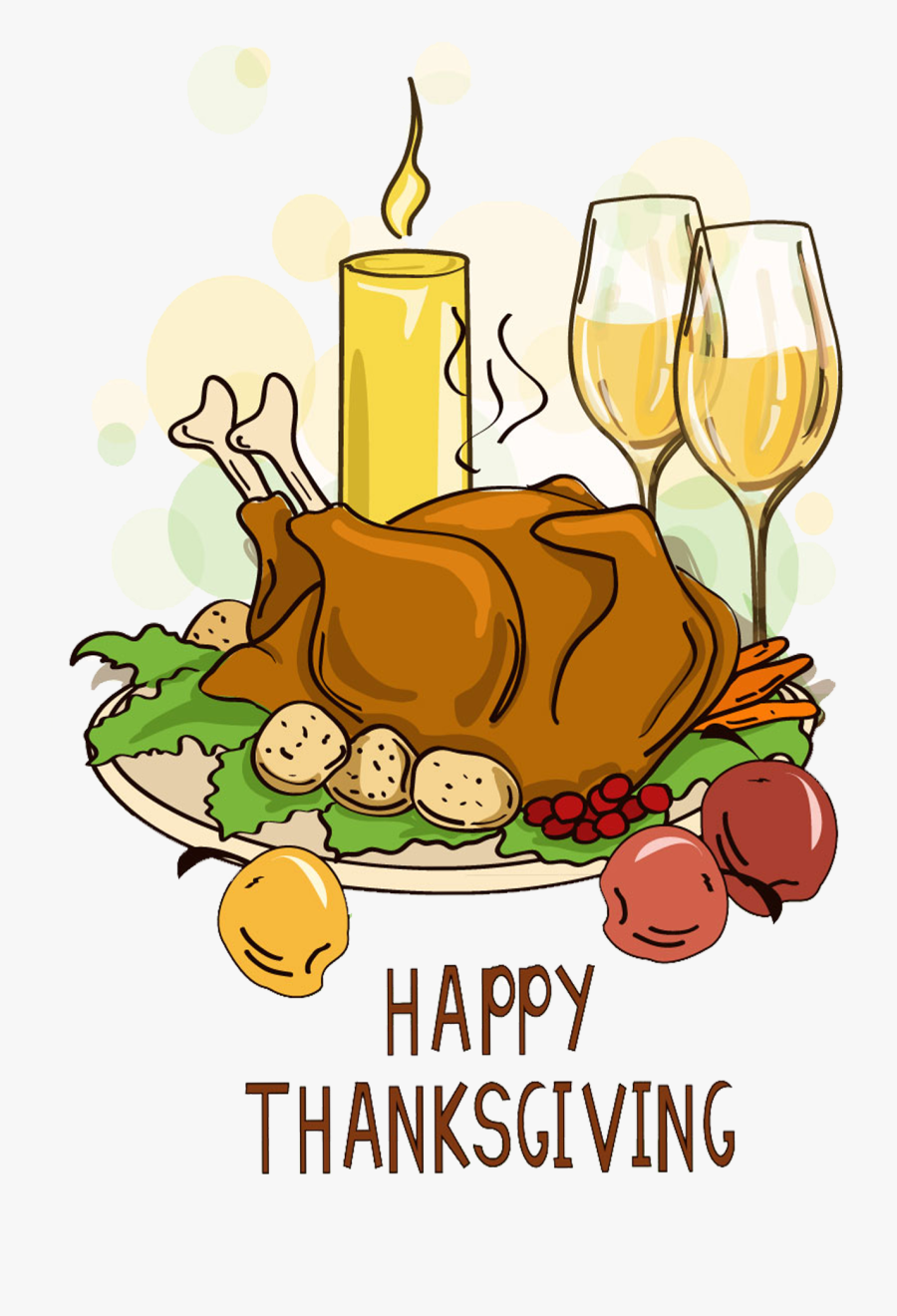 Hd Turkey Meat Cartoon - Cartoon Thanksgiving Dinner, Transparent Clipart