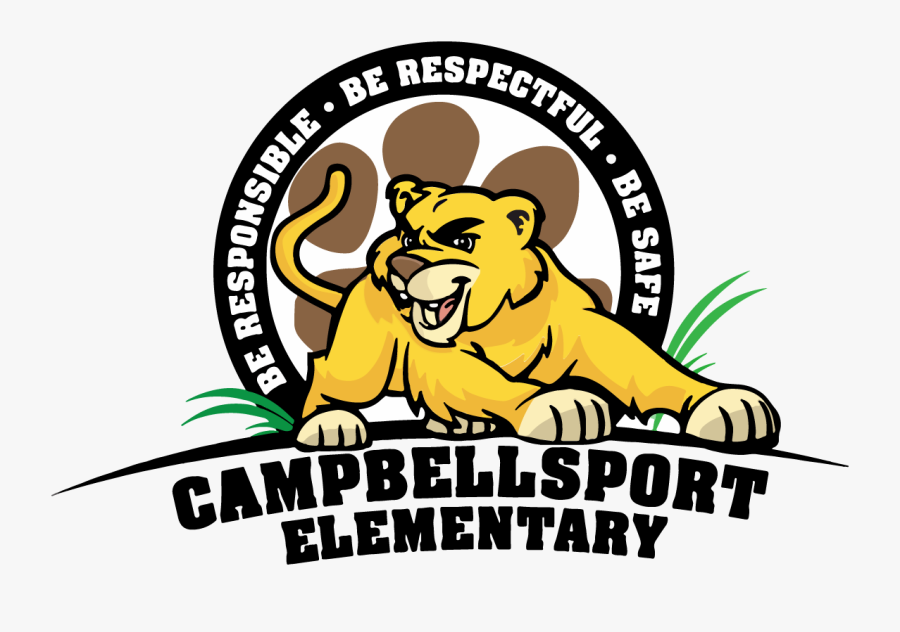 Campbellsport Elementary School Home Of The Cougars - Black And White, Transparent Clipart