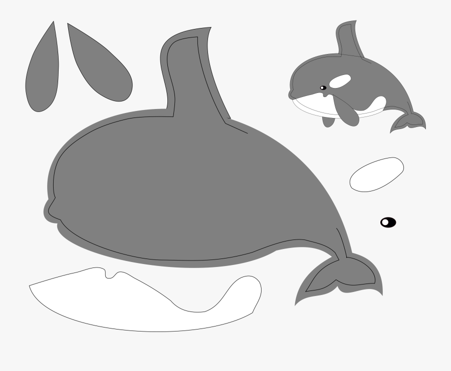 Orca Clipart Black And White - Killer Whale Felt Pattern, Transparent Clipart