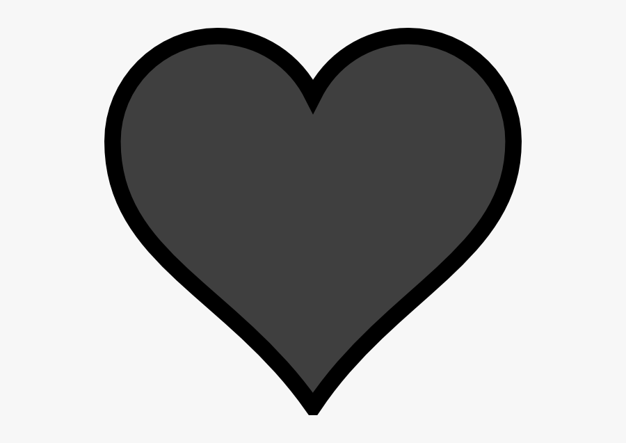 Grey Heart Black Outline Clip Art - Red Heart Black Outline, Transparent Clipart
