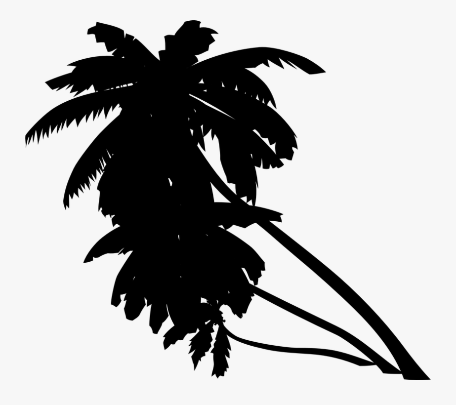 Palm Tree Leaves Clipart Black And White - Orange Palm Trees Clip Art, Transparent Clipart