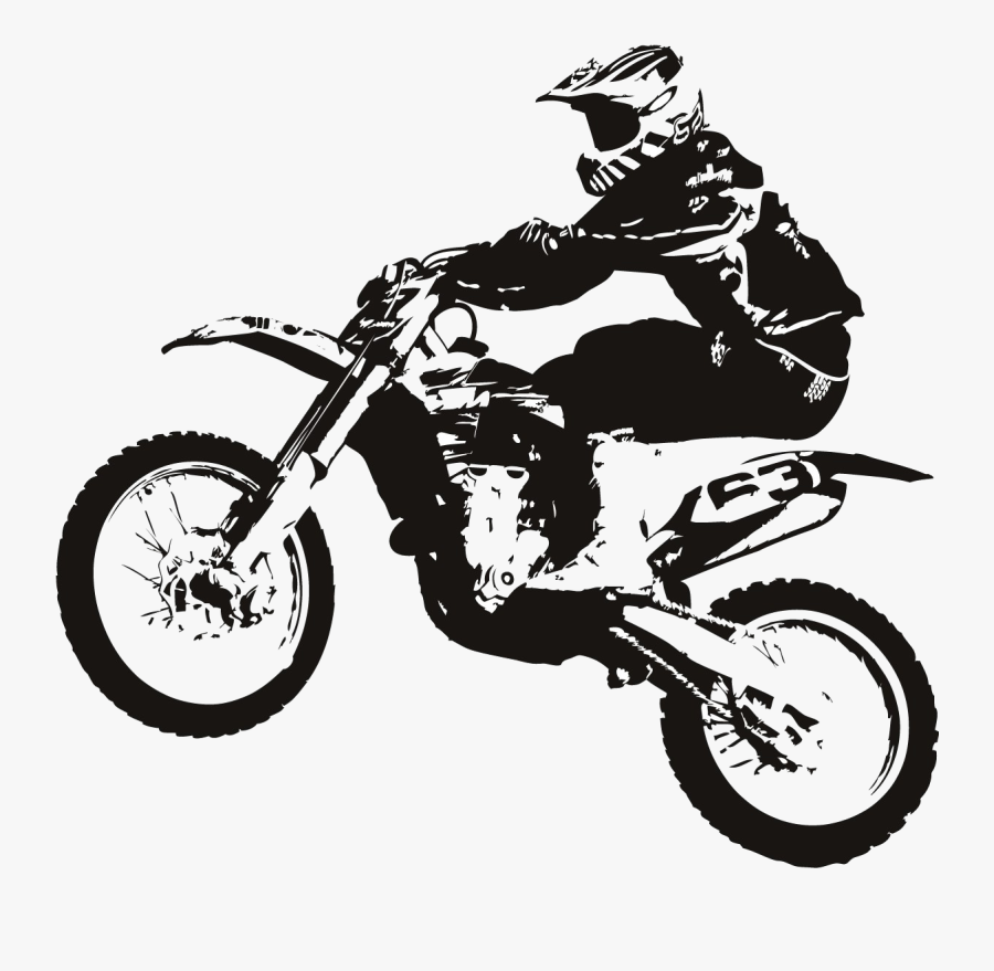 Clip Art Motorcycle Helmets Bicycle Motocross - Motocross Black And White, Transparent Clipart