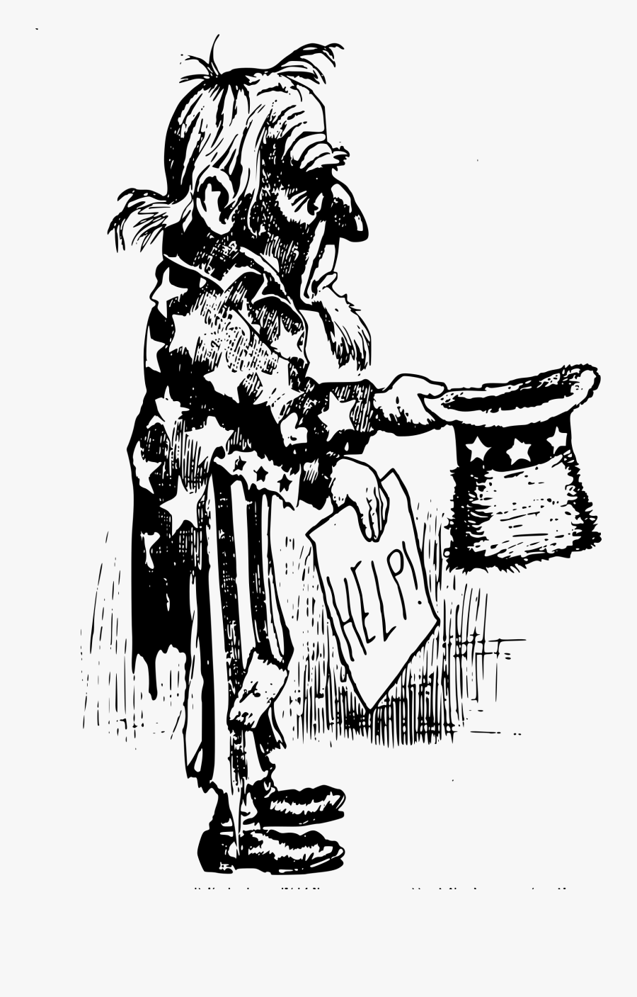 Clipart - Poor Uncle Sam, Transparent Clipart